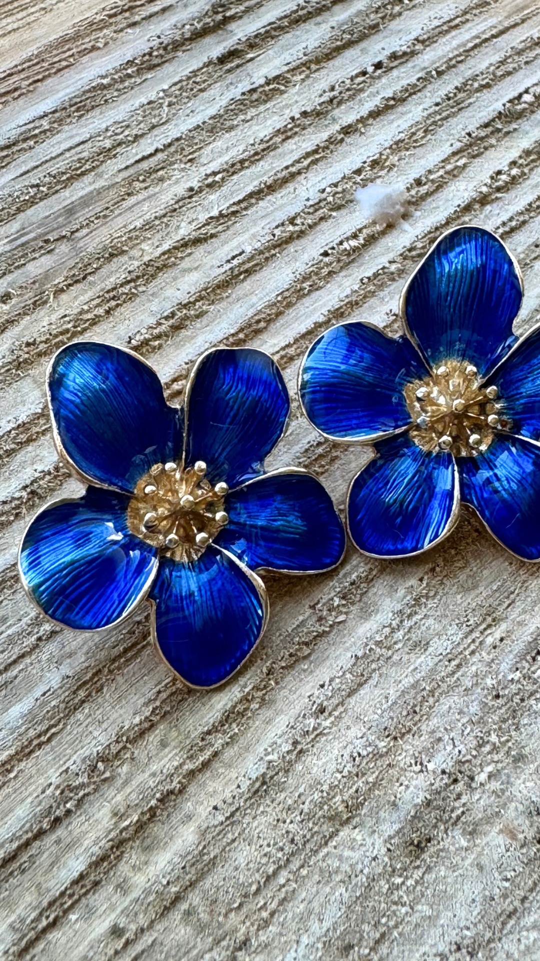 Large Blue Flower Stud Earrings