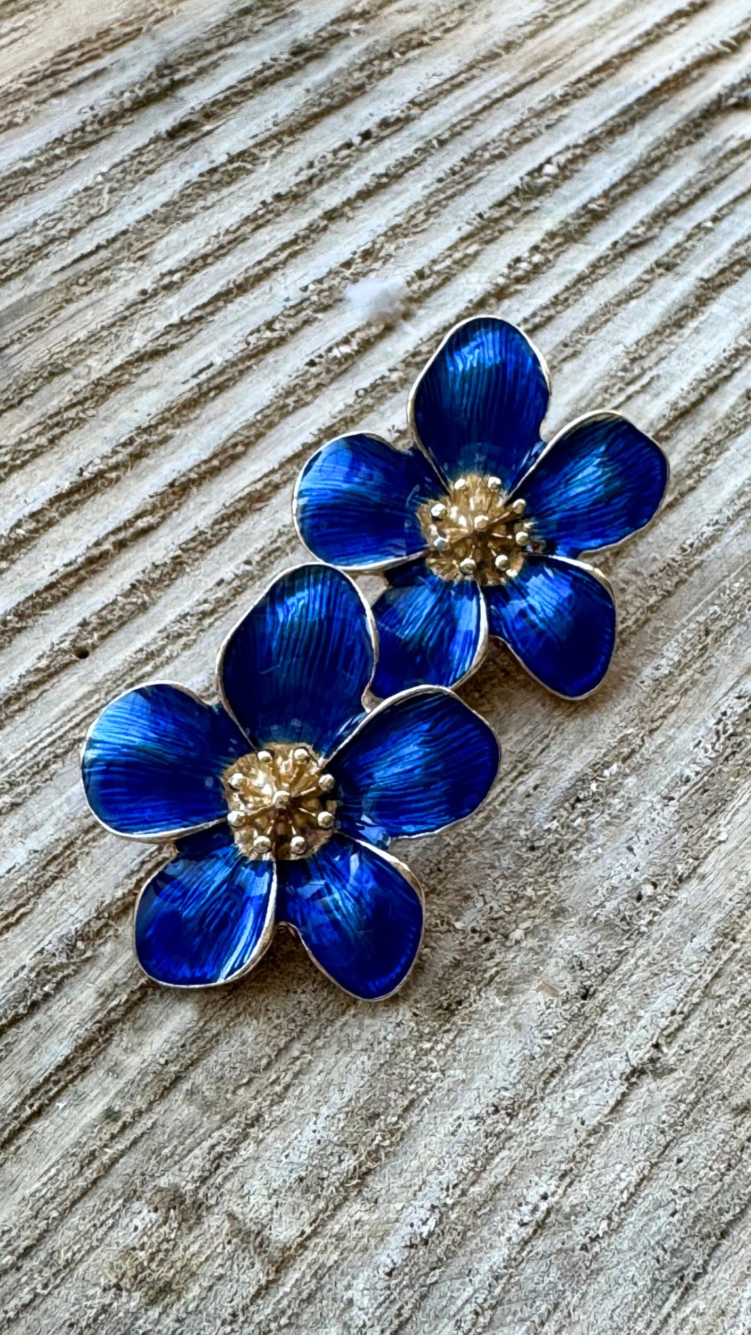 Large Blue Flower Stud Earrings