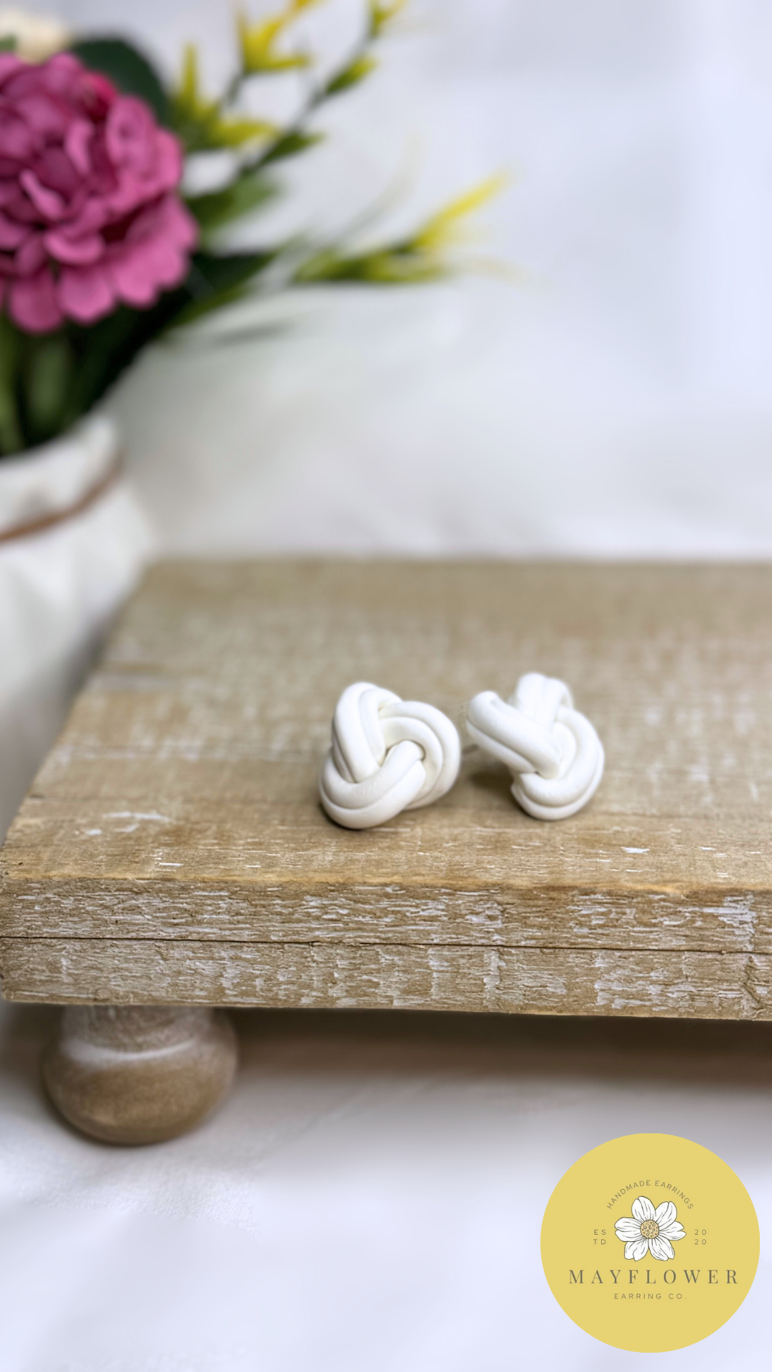 Mayflower Earring Co. White Knot Stud