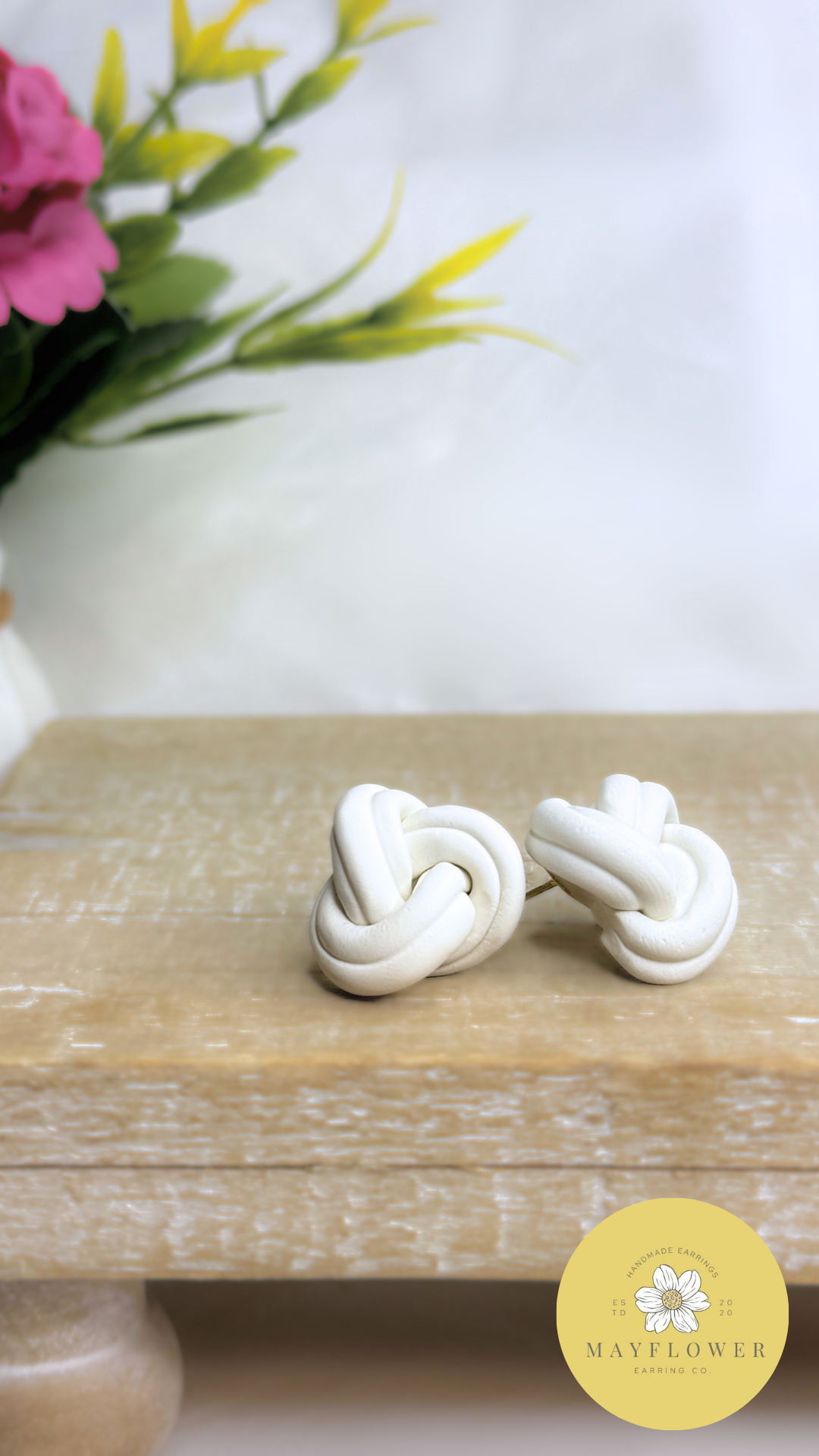 Mayflower Earring Co. White Knot Stud