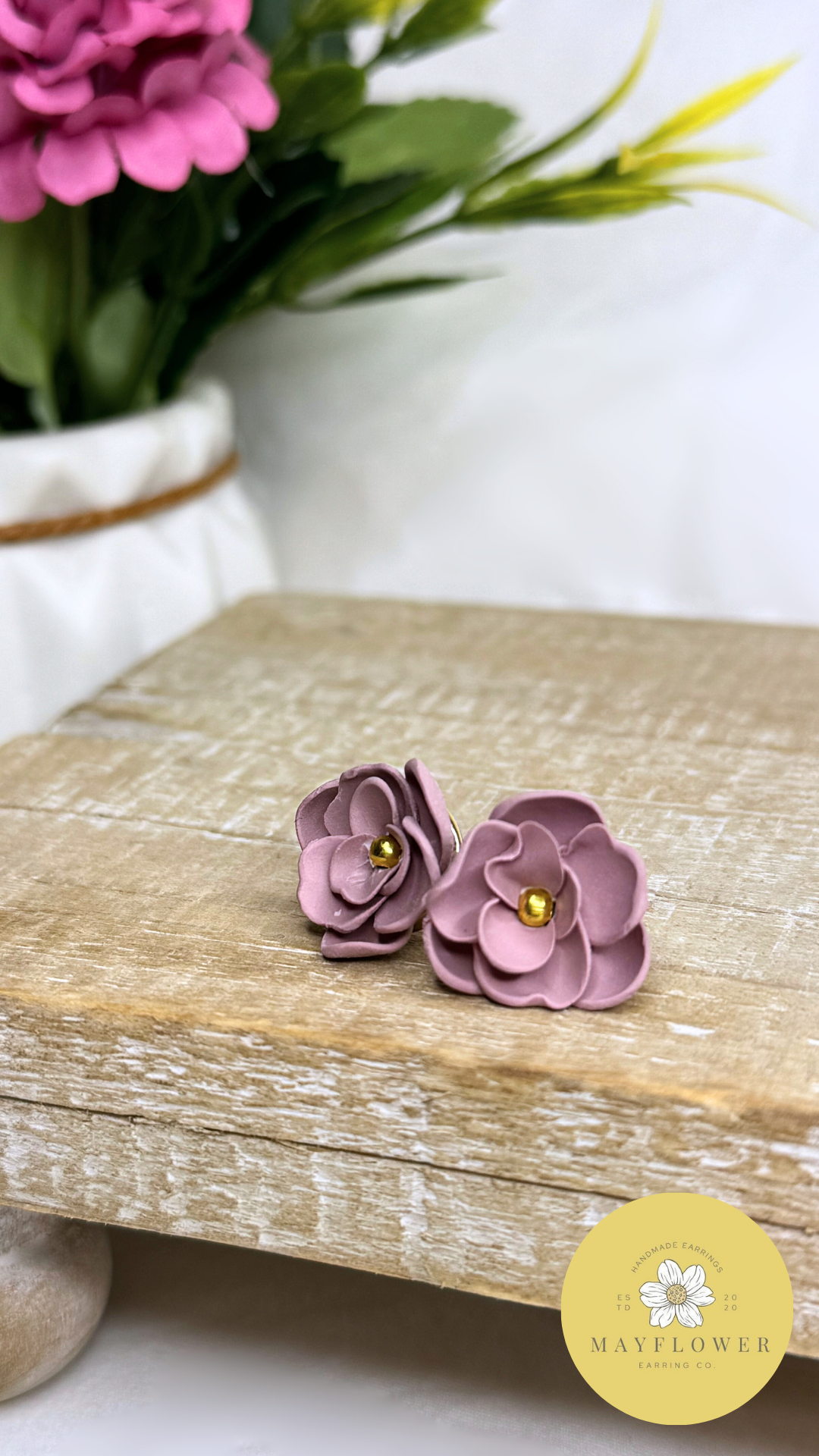 Mayflower Earring Co. Purple Rose Stud