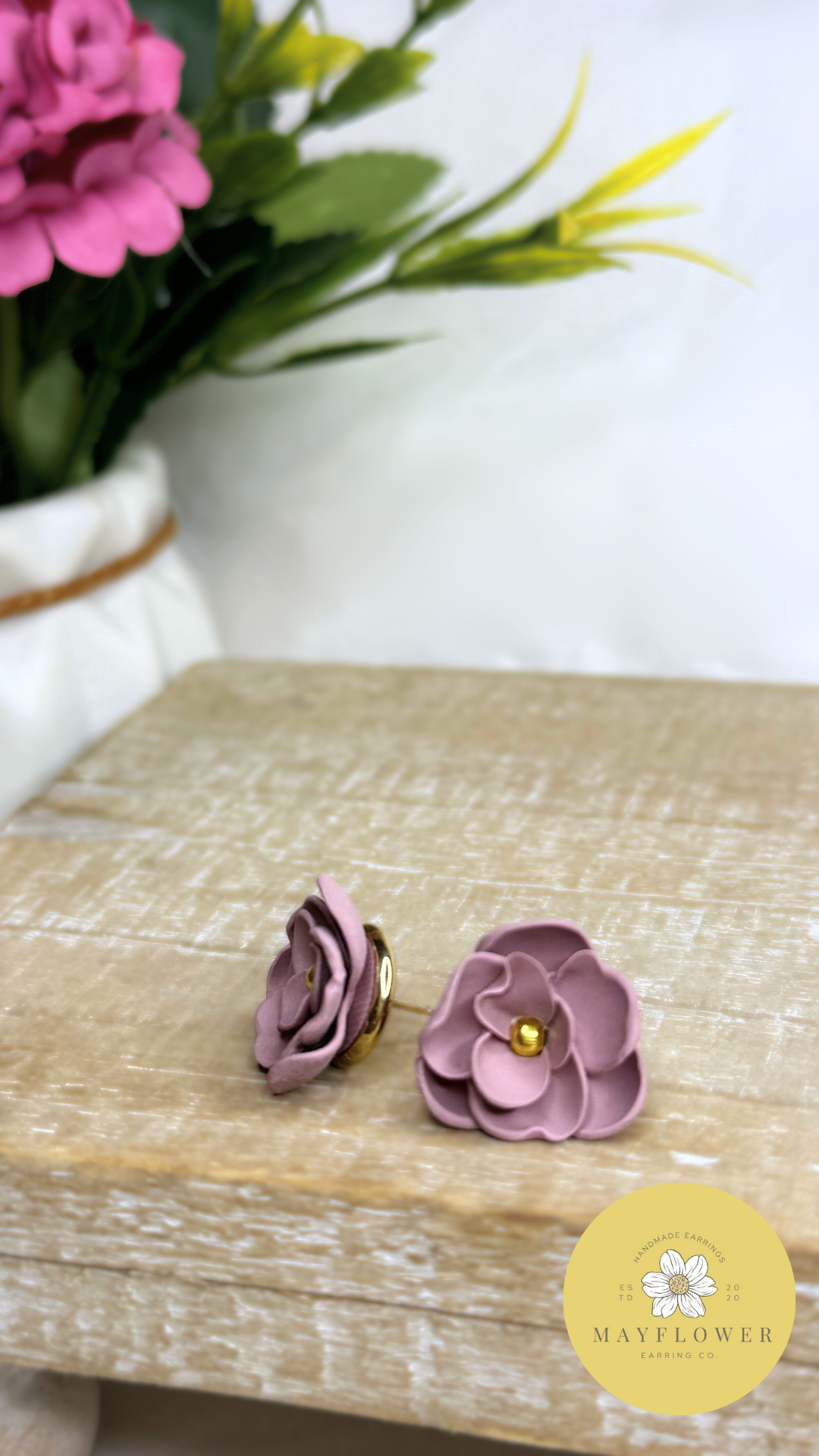 Mayflower Earring Co. Purple Rose Stud