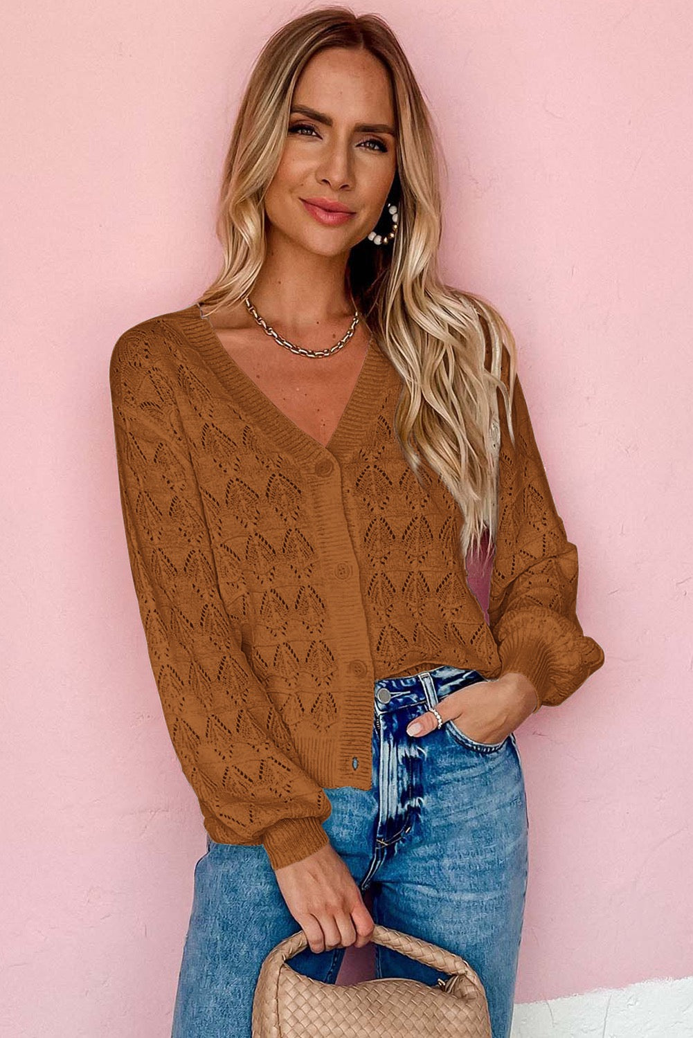 Orange Crochet Cardigan