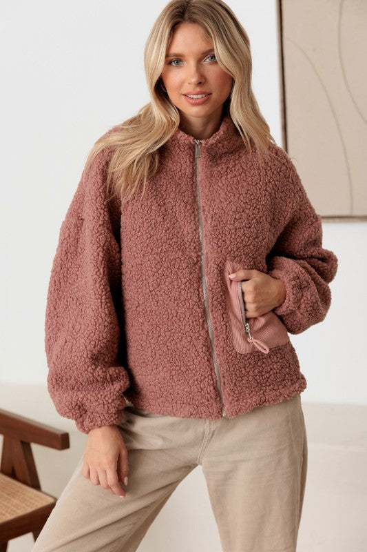 Mauve Sherpa Zip-up