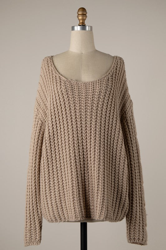 Taupe Loose Neck Sweater