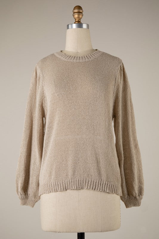 Beige Mock Neck Sweater