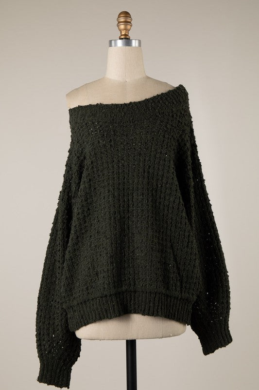 Olive Boat Neck Sweater