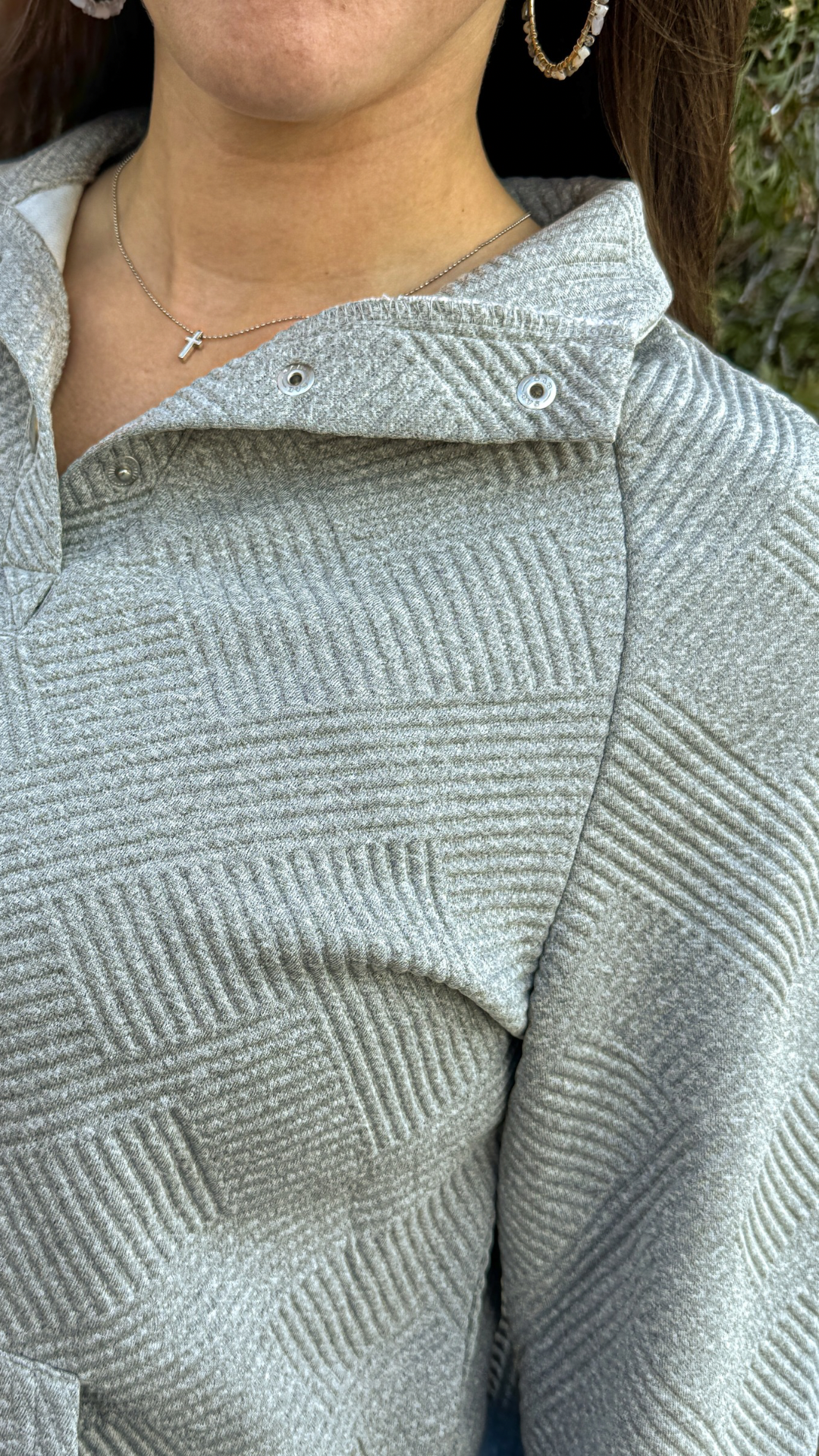 Grey Textured Button Up