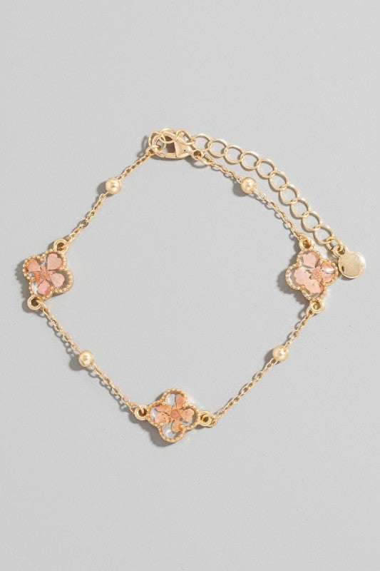 Floral Clover Chain Bracelet