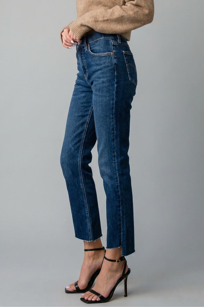 High Rise Straight Dark Jeans