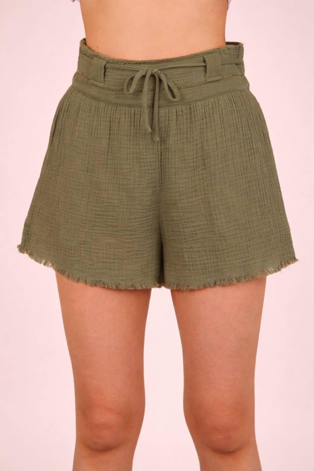 Olive Cotton Shorts