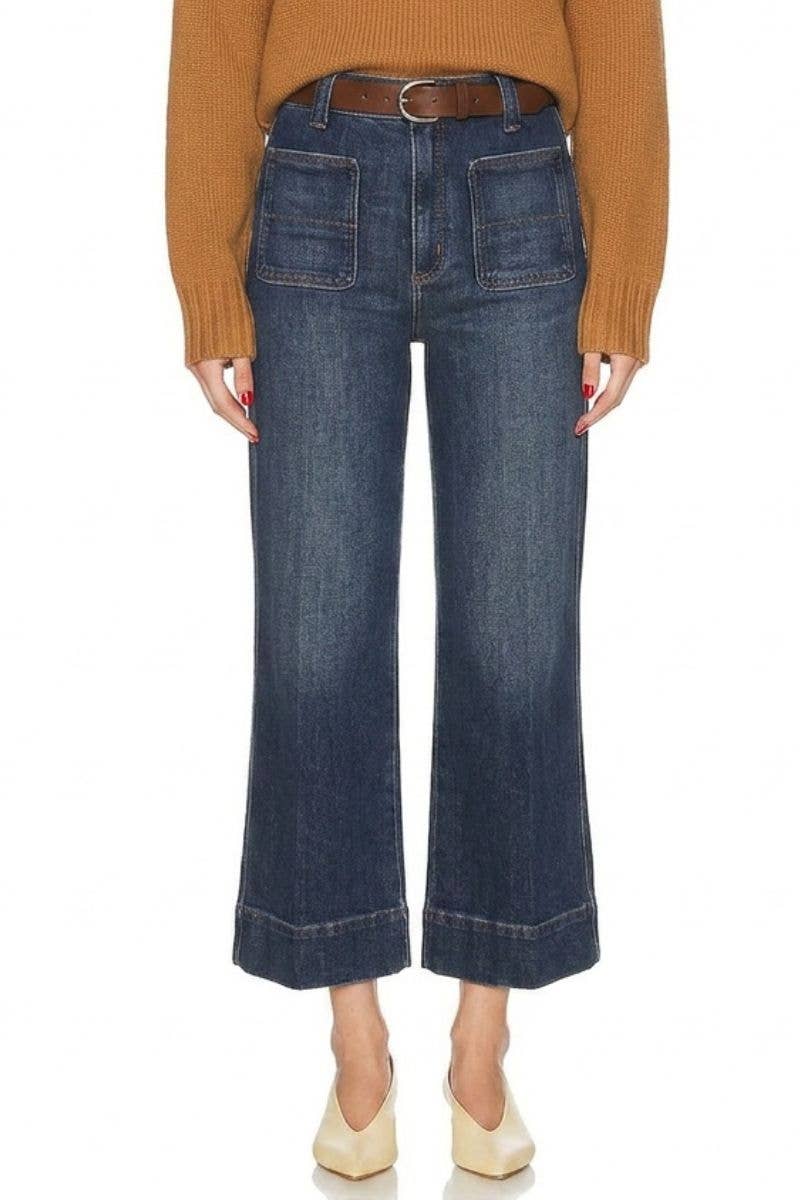 Dark Wash High Rise Slim Palazzo Jeans
