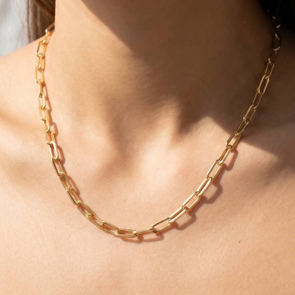 Gold Dipped Paperclip Link Chain Necklace