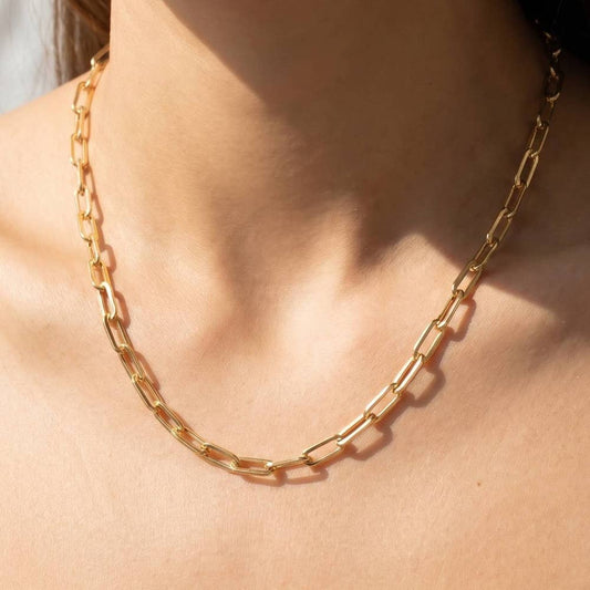 Gold Dipped Paperclip Link Chain Necklace