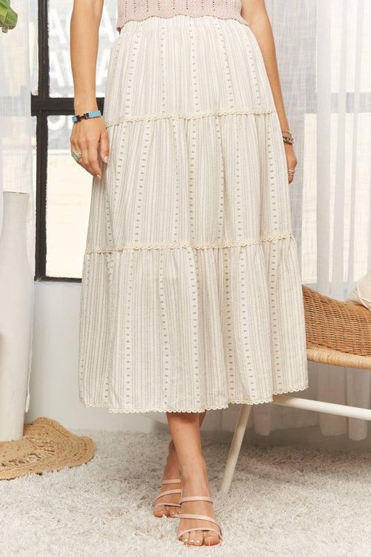 Beige Tired Midi Skirt