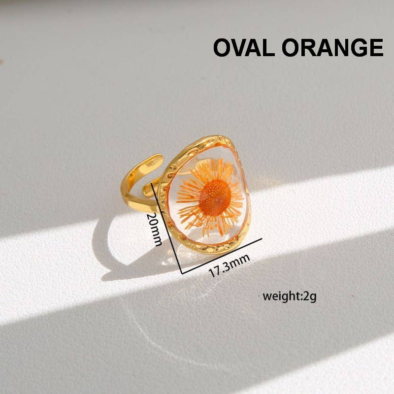Oval Orange Floral RIng