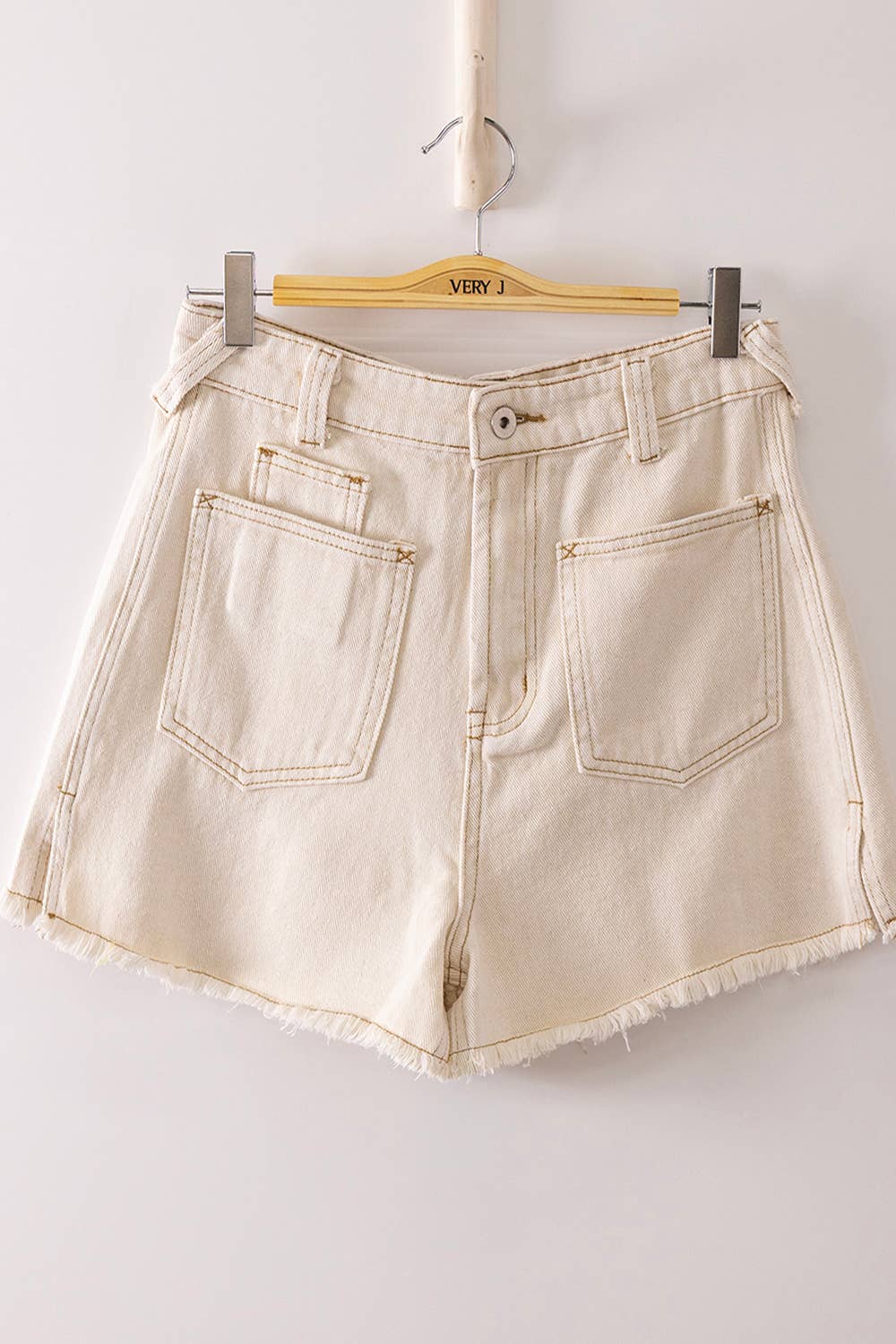 Oatmeal Frayed Hem Shorts