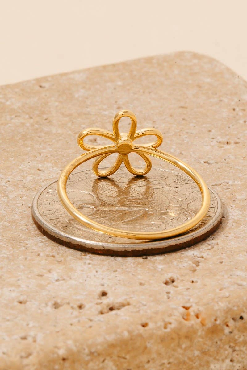 Gold Wire Flower Dainty Band Ring
