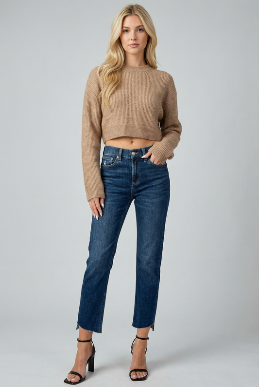 High Rise Straight Dark Jeans