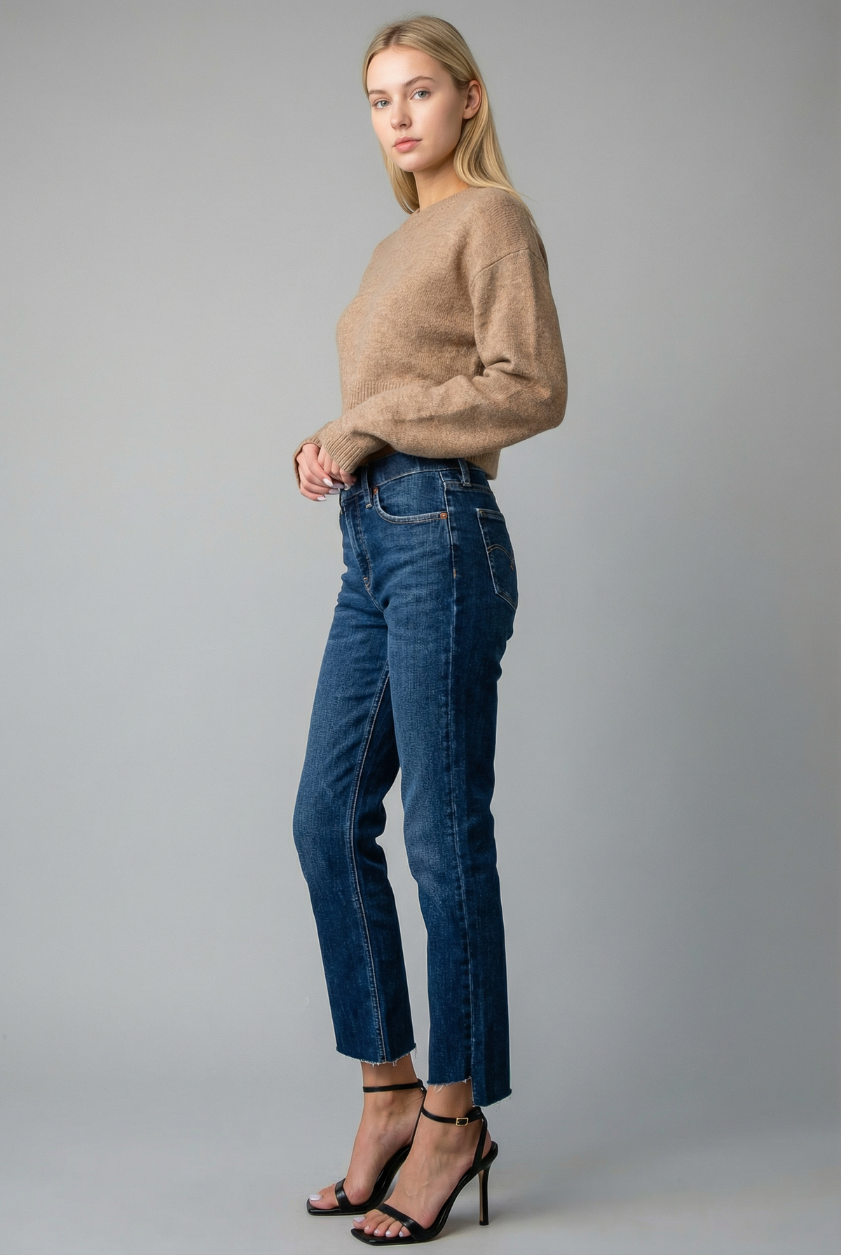 High Rise Straight Dark Jeans