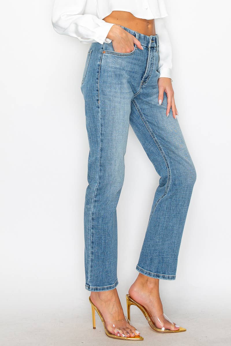 Medium Wash High Rise Straight Jeans