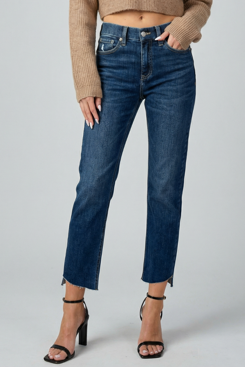 High Rise Straight Dark Jeans