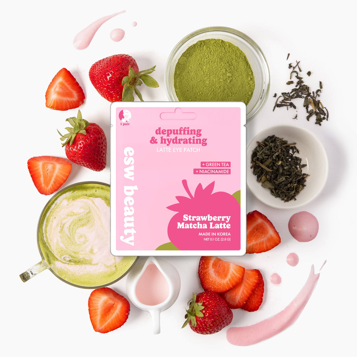 Strawberry Matcha Latte Depuffing & Hydrating Eye Patches