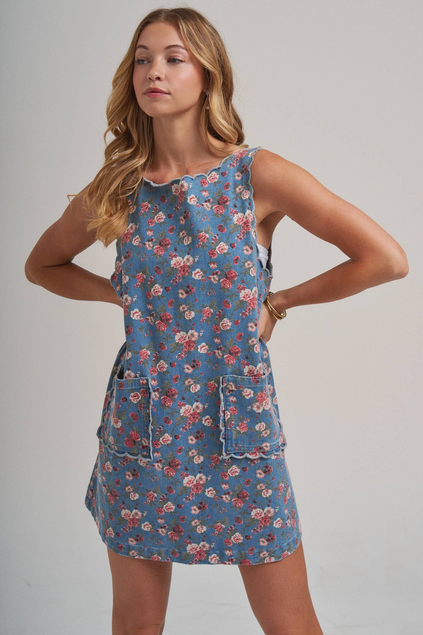 Floral Denim Mini Dress