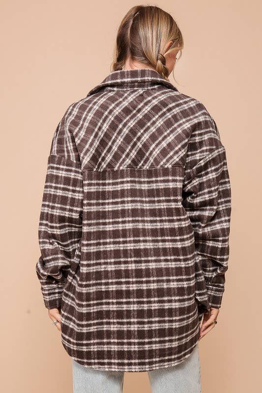 Brown Plaid Print Shacket