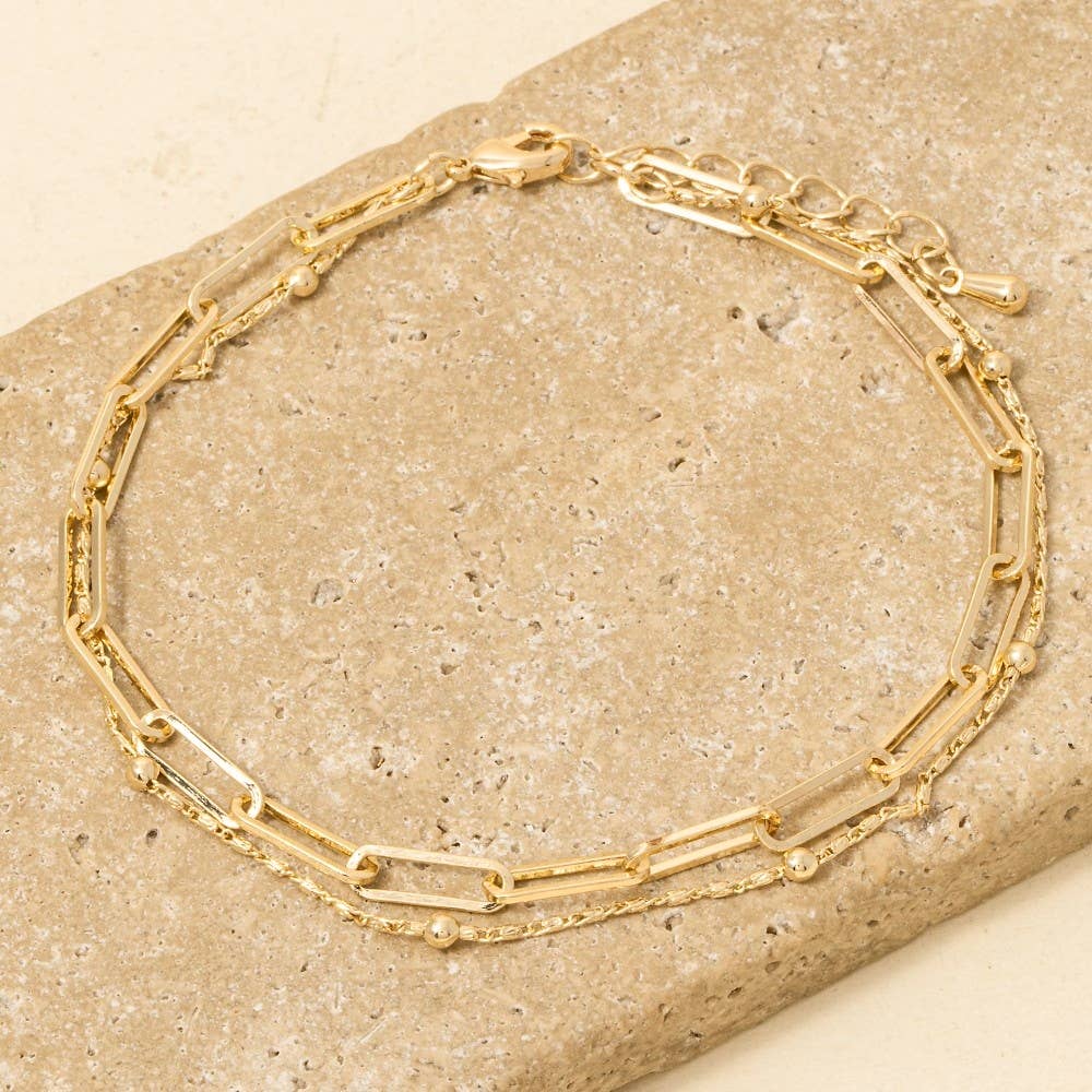 Gold Mixed Layered Dainty Chain Bracelet