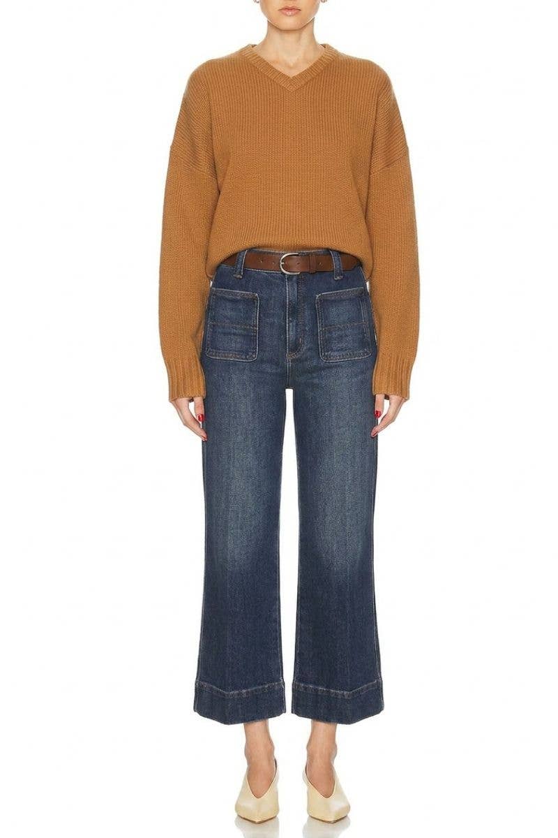 Dark Wash High Rise Slim Palazzo Jeans
